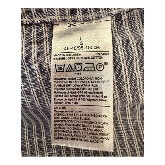 Banana Republic Quinn Boy Fit Linen Striped Button Up Shirt Women’s Size L - Picture 5 of 5